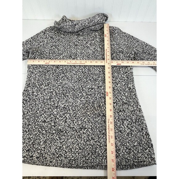 Dana Buchman Black/White‎ Cowl/Turtleneck Chunky Woven Long Sweater Sz Large - Picture 8 of 11